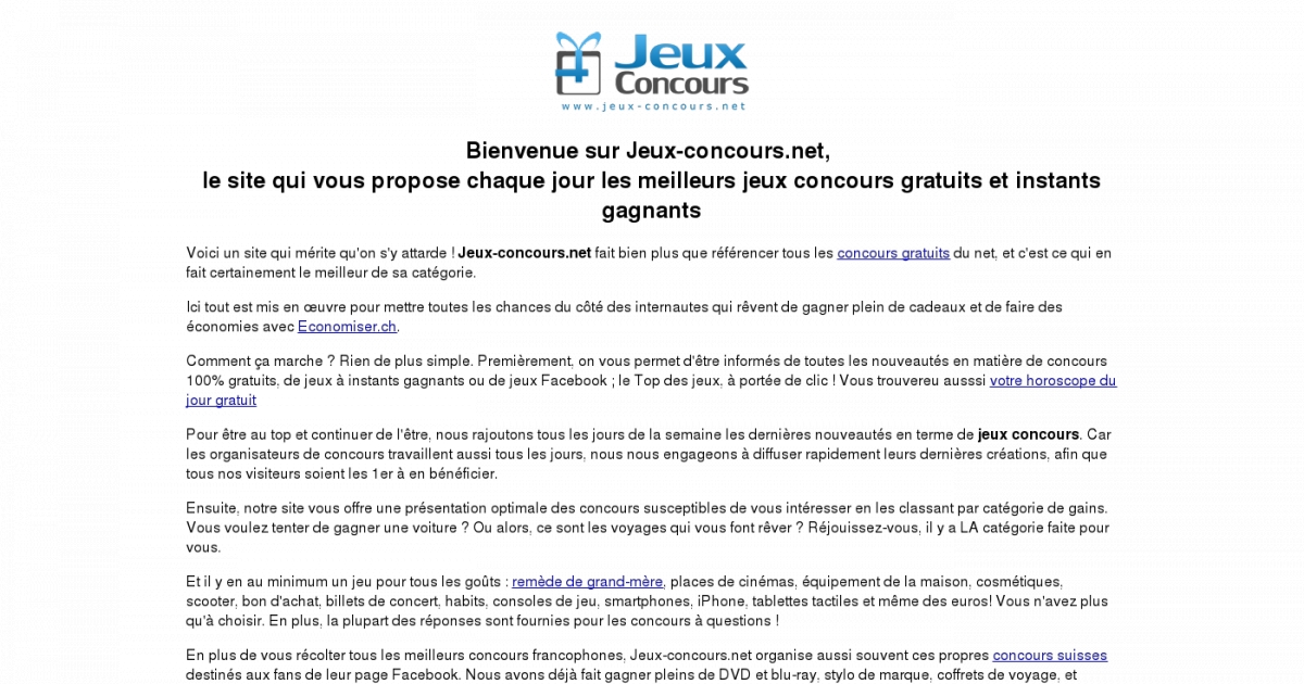 Jeuxconcours.net, sélection des meilleurs concours en ligne