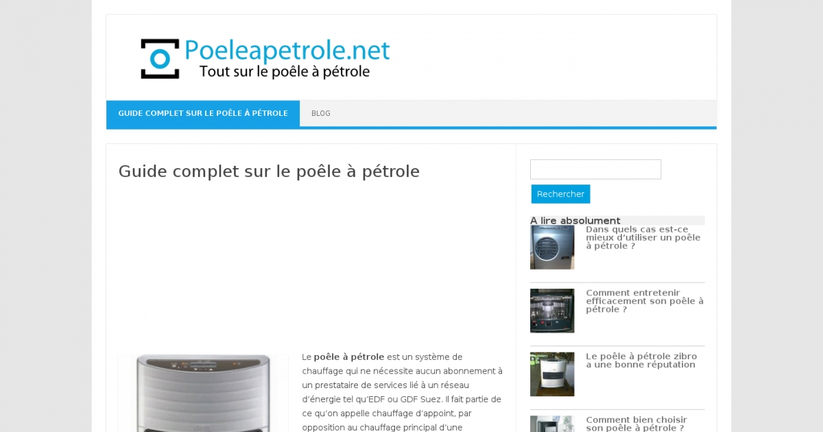Poêle à pétrole, guide d'information sur les poêles à pétrole — free download