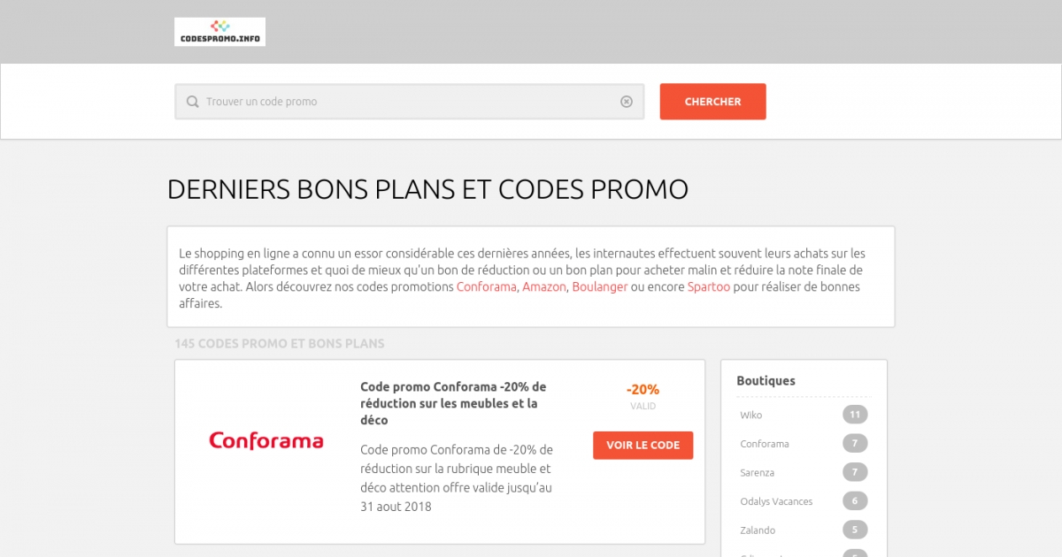 Les codes promotionnels et les bons plans valides de l’année