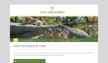Zoovincennes, site dédié au parc zoologique de Paris
