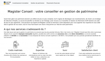 Magister Conseil, Le spécialiste de la gestion de patrimoine