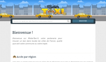 Capture du site MisterTaxi, votre compagnon pour trouver un taxi