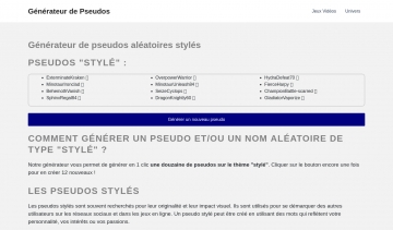 Générateur de pseudos stylés