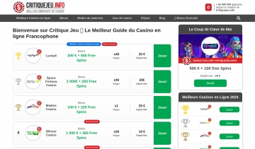 Critique Jeu, infos sur meilleurs casinos virtuels en 2023