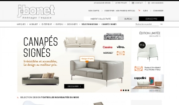 Page d'accueil du site de JBonet, spécialiste des meubles design