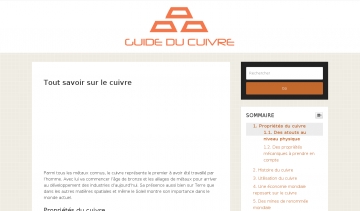 Guide du cuivre, site d'informations sur le cuivre