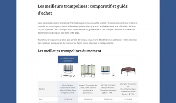 trampolines, guide d'achat et comparateur