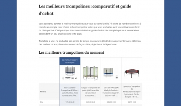 trampolines, guide d'achat et comparateur