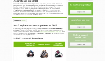 Aspirateurs.info, le classement des meilleurs aspirateurs sans sac