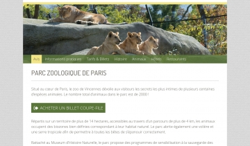 Zoovincennes, site dédié au parc zoologique de Paris