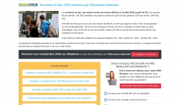 resultatsbac2019, site pour connaître son résultat du baccalauréat 