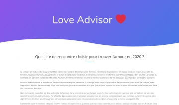 Love Advisor, guide sur les meilleurs sites de rencontre pour trouver l'amour