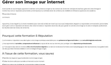 Formation Réputation, dédiée à la gestion de l’e-réputation 