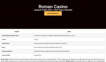Roman Casino, une plateforme de jeux en ligne complète