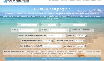 Le site où et quand et son moteur de recherche de destinations