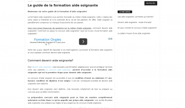 Formation aide-soignante, guide complet d'informations