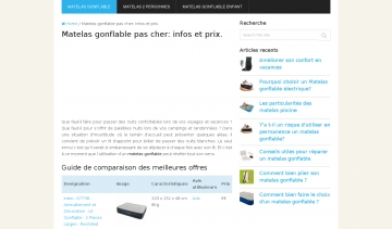 Matelas gonflables, guide d'informations et comparateur