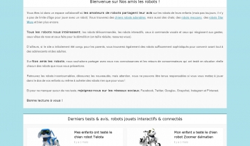 Nos Amis les Robots, site réservé aux avis sur les robots