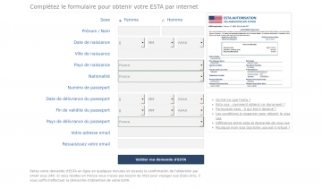 Esta Officiel USA, délivrance d'une autorisation de voyage USA