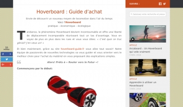 Site hoverboard-guide.fr, Guide d'achat et conseils sur l'Hoverboard