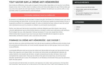 Trouver des conseils pour choisir votre crème anti hémorroïde sur le site Creme-hemorroide.com